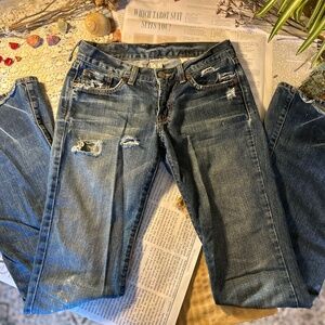 Lucky Brand super distressed flare jeans